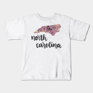 north carolina - calligraphy and abstract state outline Kids T-Shirt